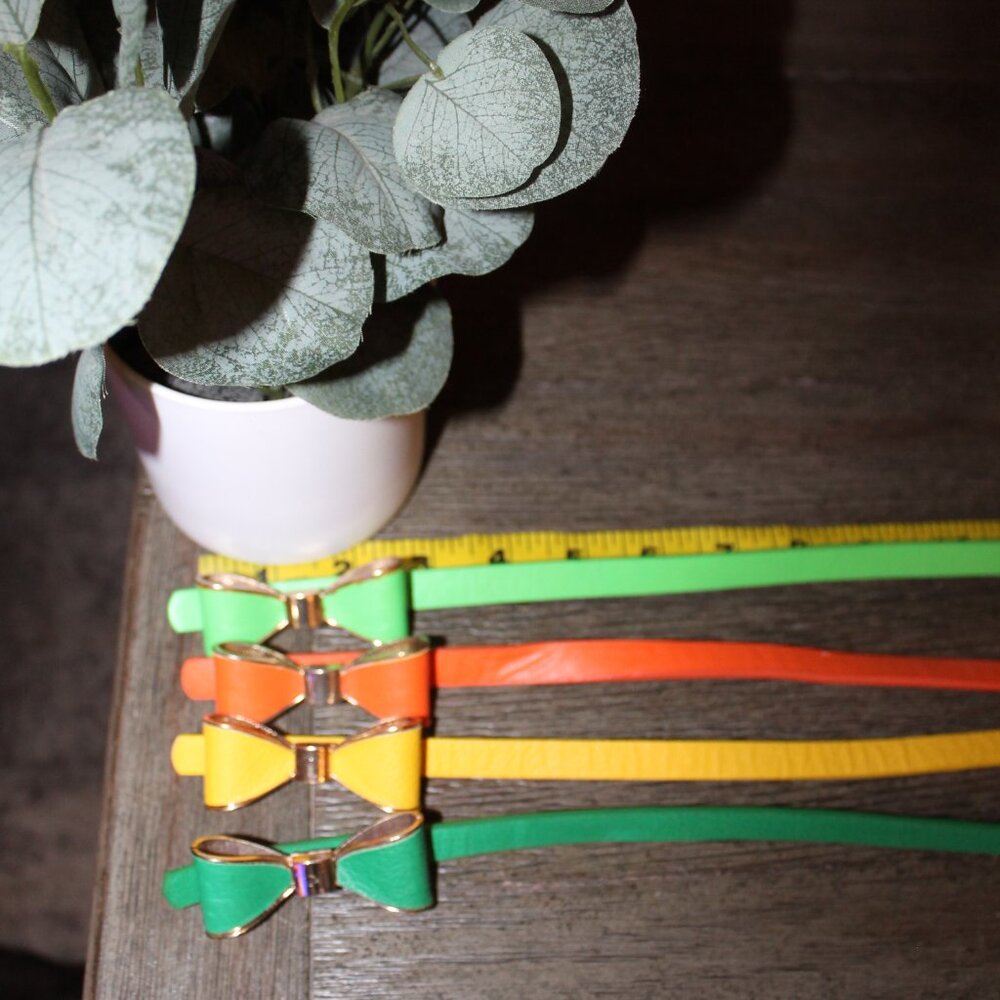 womens dress belts faux leather w/bow lot of 4